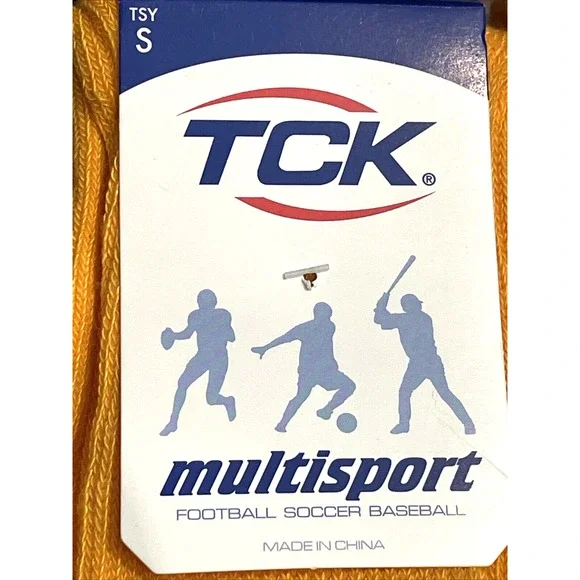 TCK 2 Pairs Multisport Socks Football Soccer Baseball Softball Unisex Gold Small - Picture 4 of 5